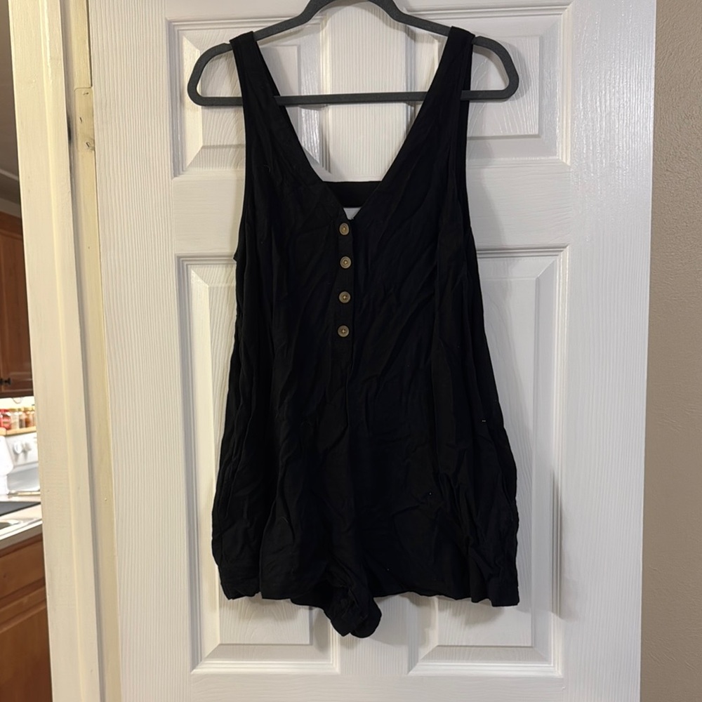 Black Button-Down Romper